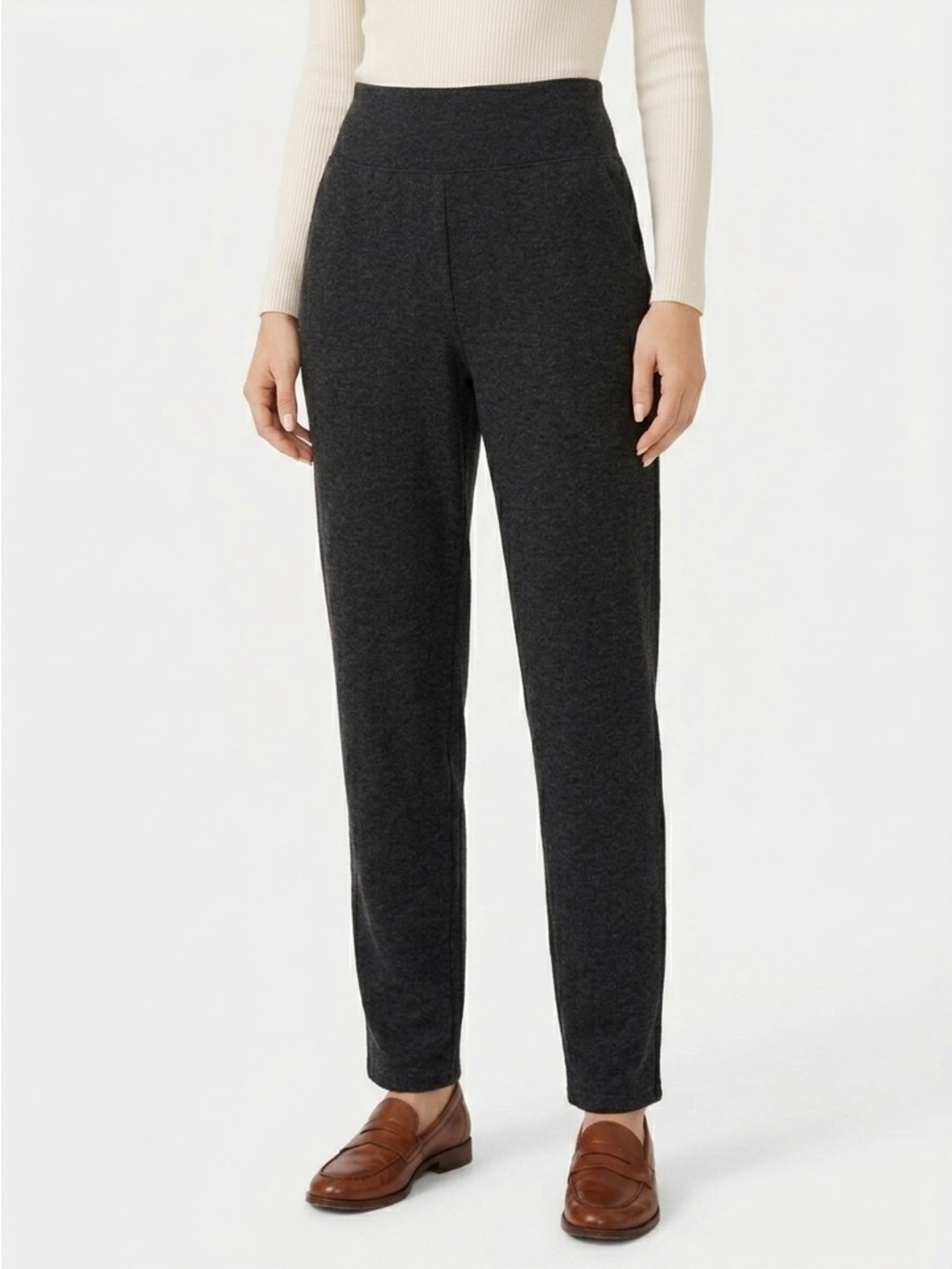 Kit and Ace Mulberry Pant High Rise Pull On Trouser Ponte Heather Charcoal 6